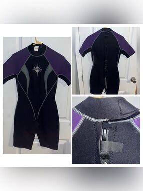 Spring Wetsuit Black + Purple Shorty Wetsuit Size 9-10 Retro JOBE Power Stretch